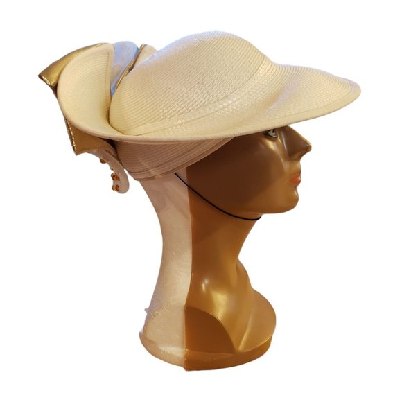 Vintage  Deborah New York White & Gold Hat Church Hat Elegant Classic main image 5